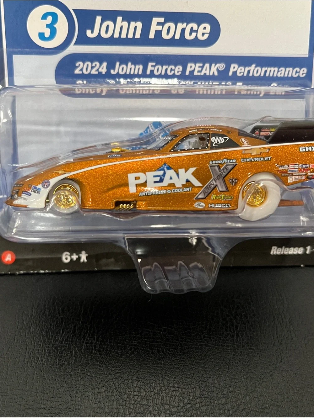 Racing Champions Mint John Force #3 PEAK Chevy Camaro Funny Car - Gold Chase